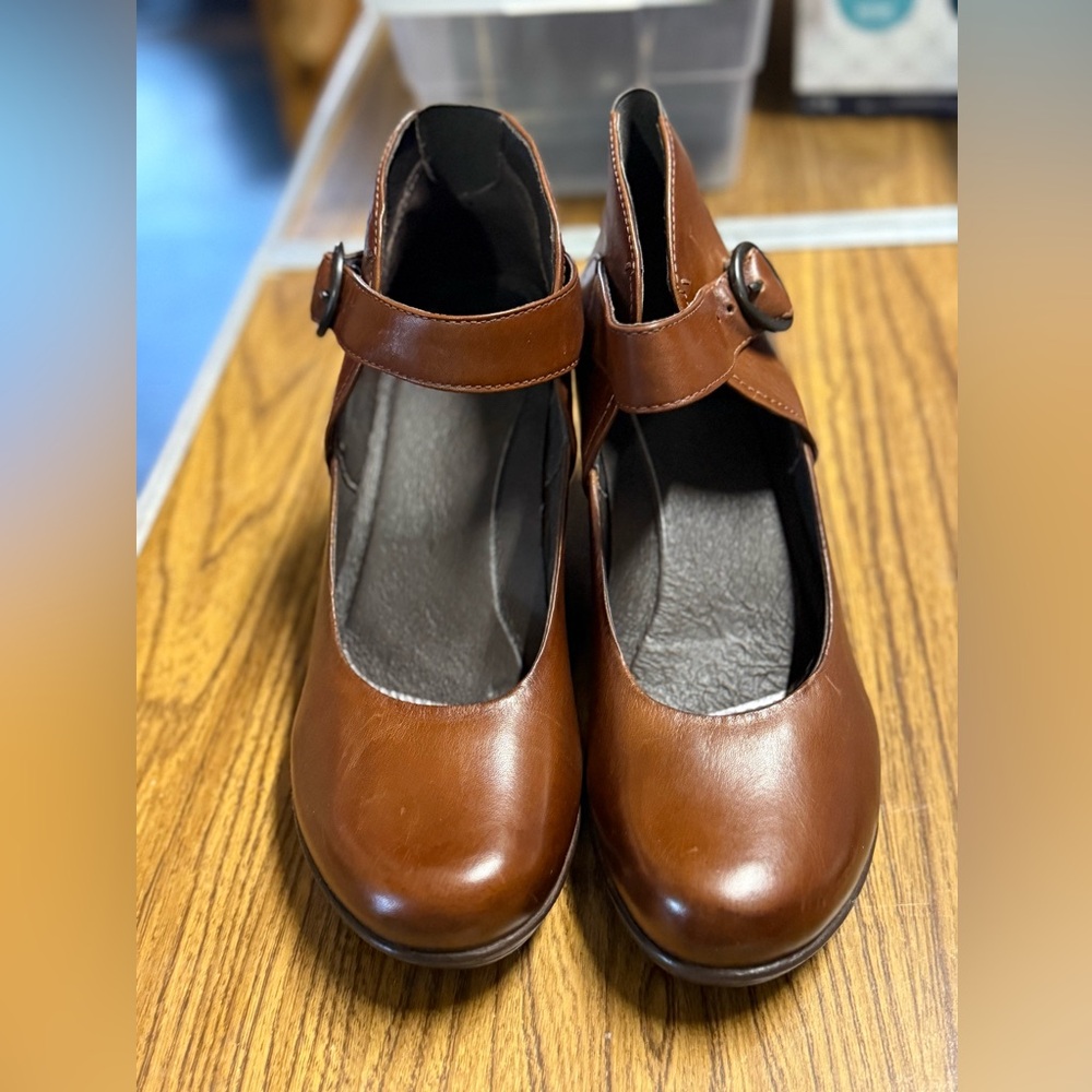 Danko rebel brown leather Mary Jane wedge